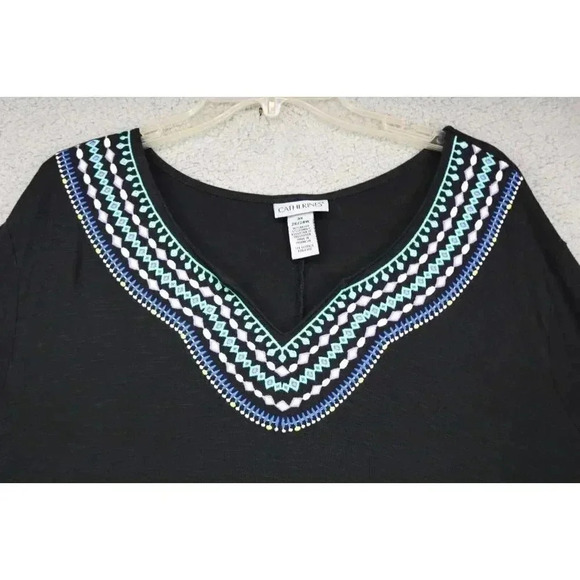 Catherine's Rayon Short Tie Sleeves T-Shirt-Size 3X(26-28W)-Embroidered - Picture 2 of 8